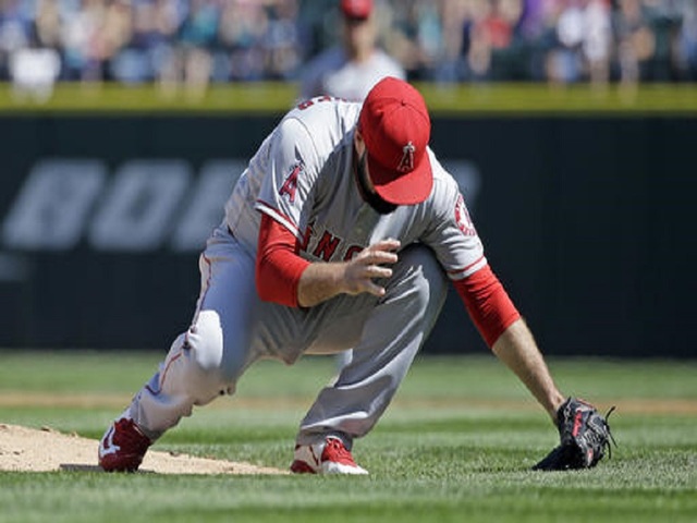 Angels' pitcher Matt Shoemaker leaves after being hit by baseball