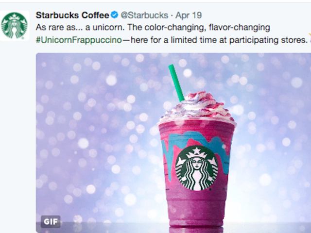 Screen Shot Of Starbucks Coffee Twitter Account Promoting The Unicorn Frappuccino Screen Shot Of Starbucks Coffee Twitter Account Promoting The Unicorn Frappuccino