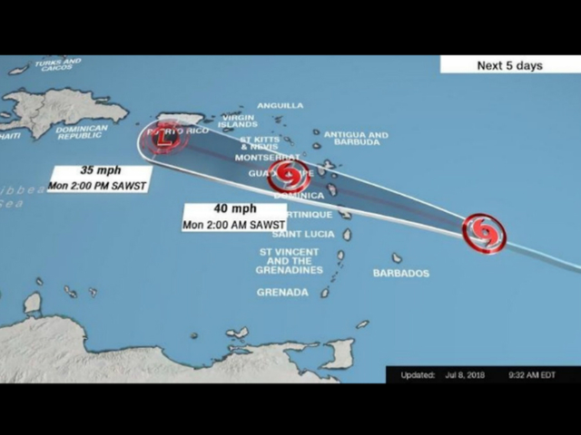 Tropical Storm Beryl weakens but still pushing toward Puerto Rico